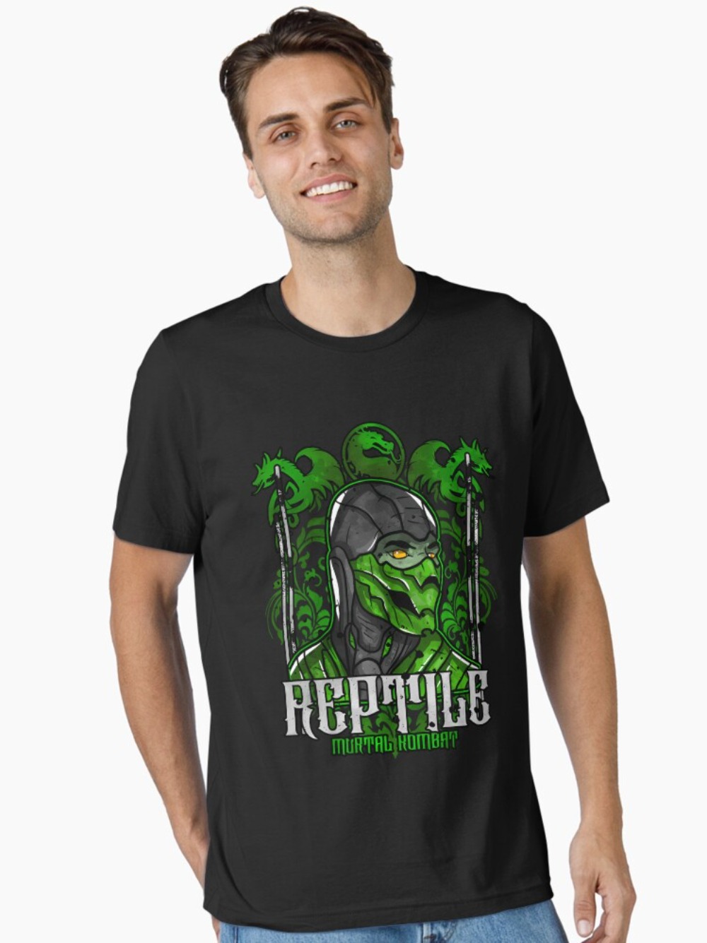 Esports Gaming Shirts - Mortal Kombat Reptile Portrait Print T