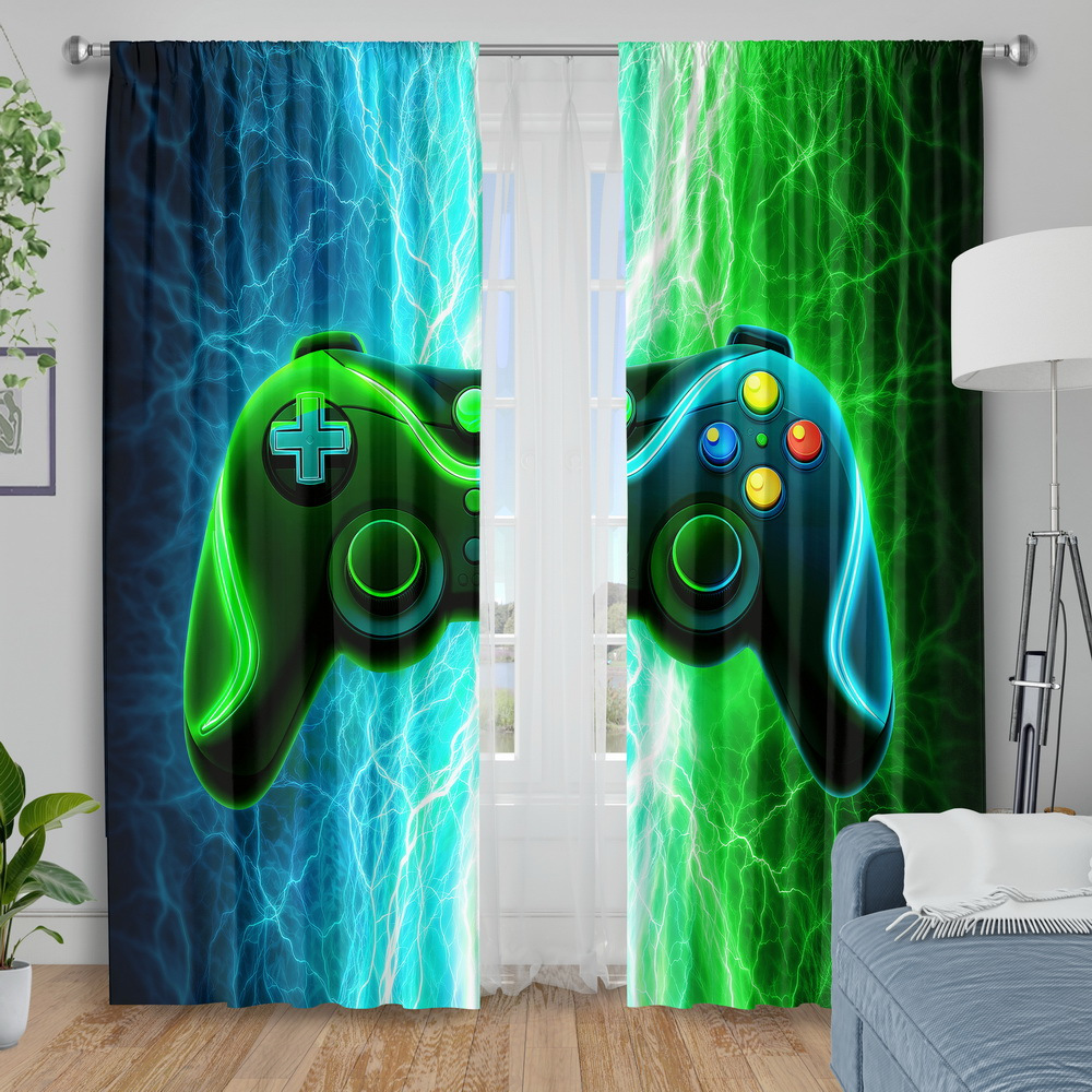 Esports Gaming Youtube - Gaming Curtain, Game Controller Print Blackout
