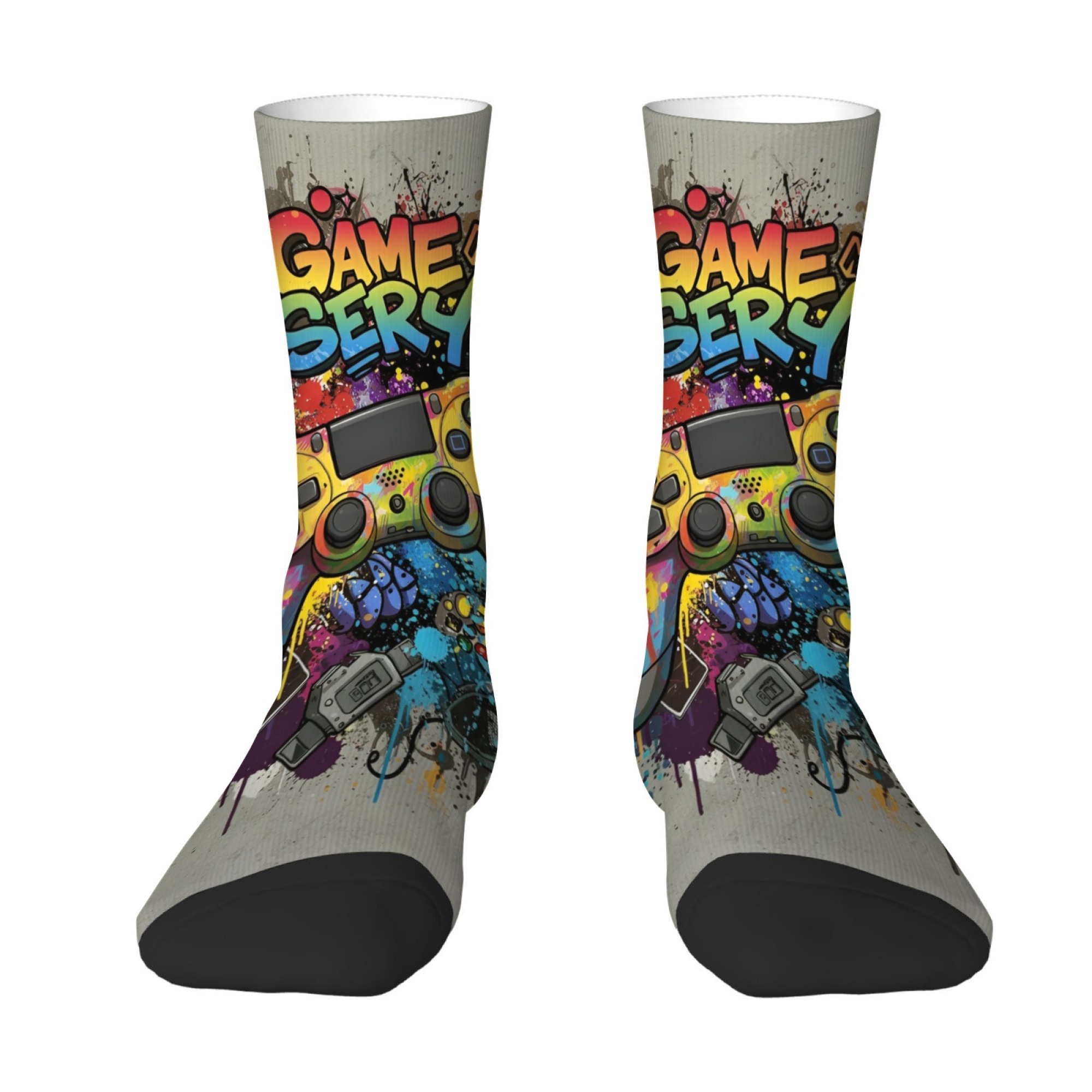 Esports Gaming Youtube - Street Graffiti-style Gaming-themed Men Mid-calf Socks