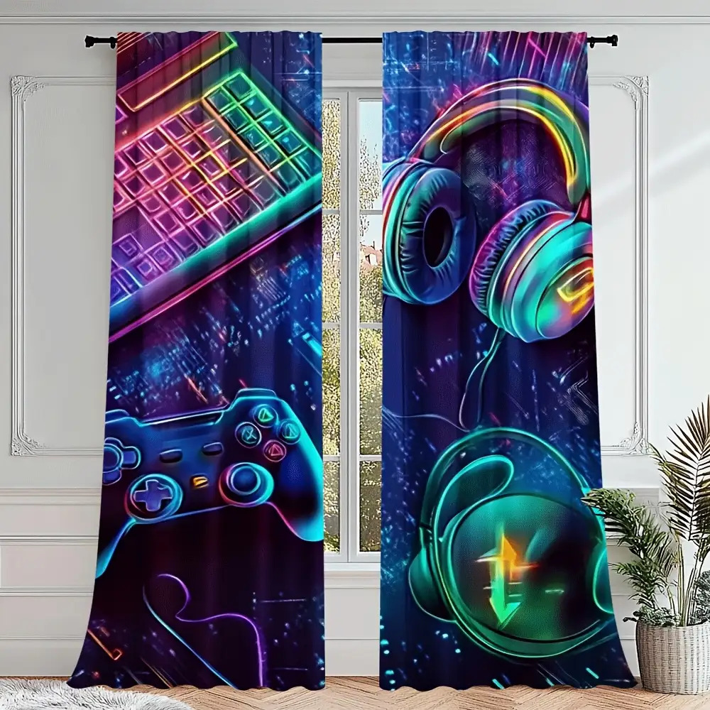 Gamer Curtains with Neon Keybo - Esports Gaming Youtube 评论和价格
