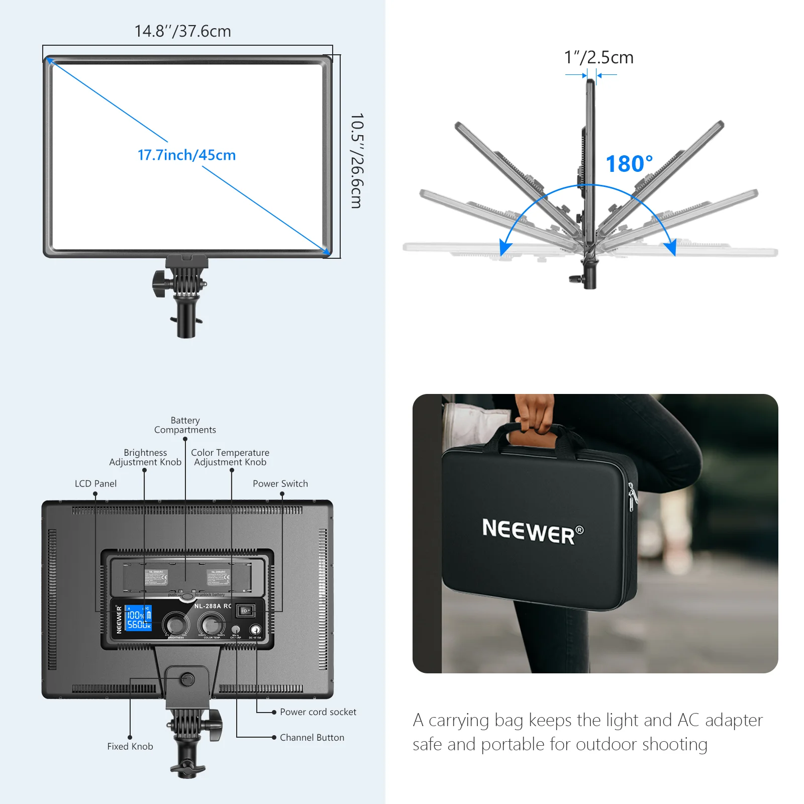 Neewer NL288 Large LED Video L - Led Light Panel Stream 评论和价格